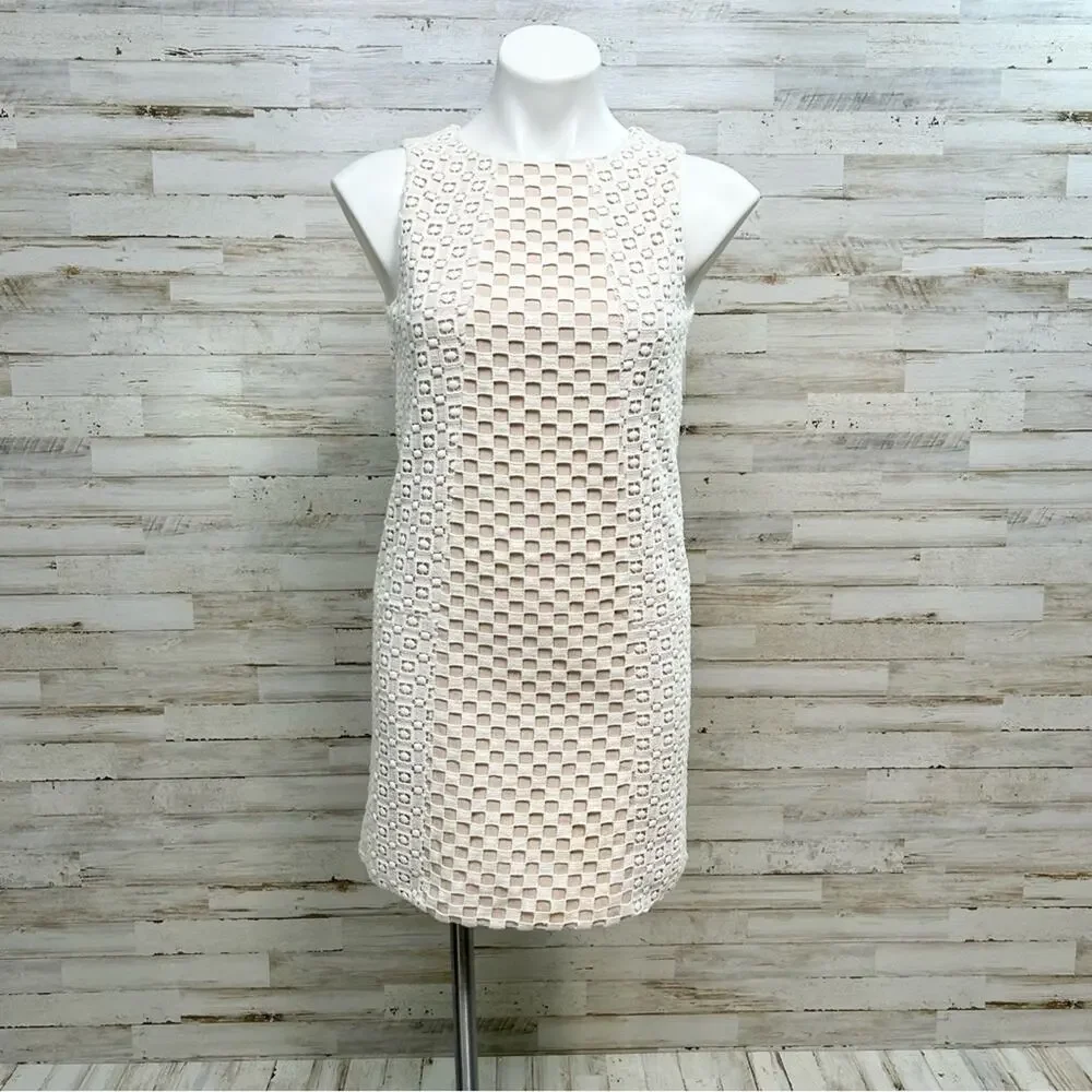 Tibi Sonoran Sleeveless Eyelet Shift Dress Size 0 Ivory Overlay Neutral Cotton - Picture 2 of 15